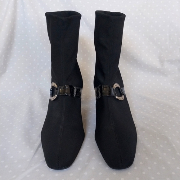 Brighton Tune Black Made in Italy Heeled Pull On Stretch Boots - Picture 2 of 10